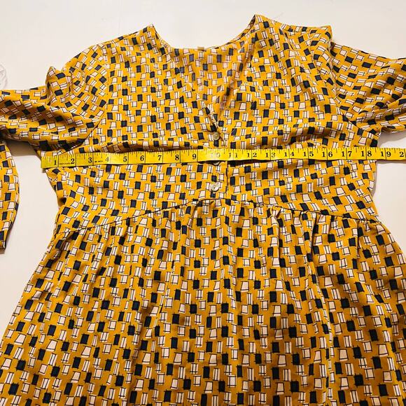 Andree By Unit Abstract Print V Neck Long Sleeve Tiered Dress Size S Small - Picture 5 of 7